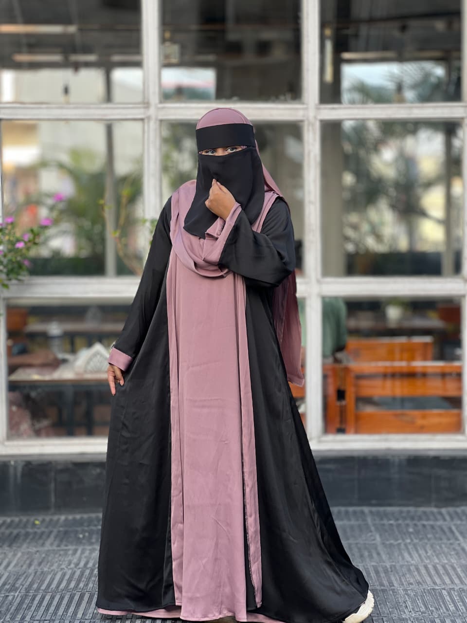 Contrast Overcoat Abaya